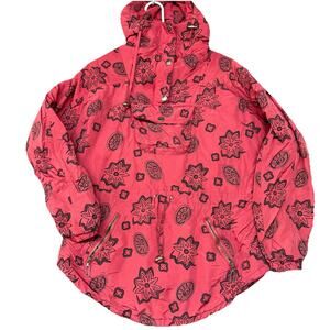 Vintage LL Bean Jacket Womens Medium M  Red Bandana Pullover Ski Coat Anorak